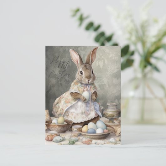Osterhase Vintage Postkarte (Stehend Vorderseite)