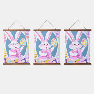 Osterhase Wandteppich Mit Holzrahmen