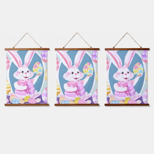 Osterhase Wandteppich Mit Holzrahmen (Dreifach)