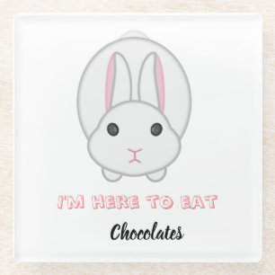 Osterhase warte Schokolade zu essen Glasuntersetzer