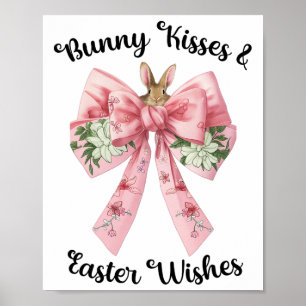 Osterhase wünscht Coquette Pink Bow Blume Desi Poster