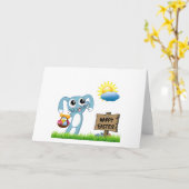 Osterhase wünscht ein frohes Ostern Karte (Gelbe Blume)