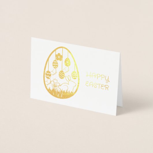 Osterhase wünscht Gold Foil Card Folienkarte (Vorderseite)