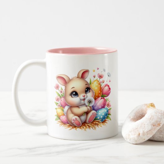 Osterhase zweifarbige tasse (Mit Donut)