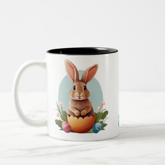 Osterhase Zweifarbige Tasse (Links)