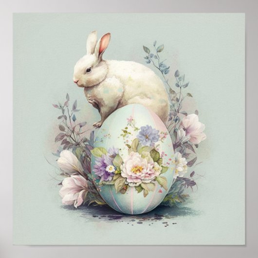 Osterhase zwischen den Blüten Poster (Vorne)