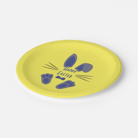 Osterhaselblau und gelb pappteller (Schrägansicht)