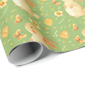 Osterhaseleis Gelber Frühling Grüner Kernpunkt Geschenkpapier (Rolleneckpunkt)