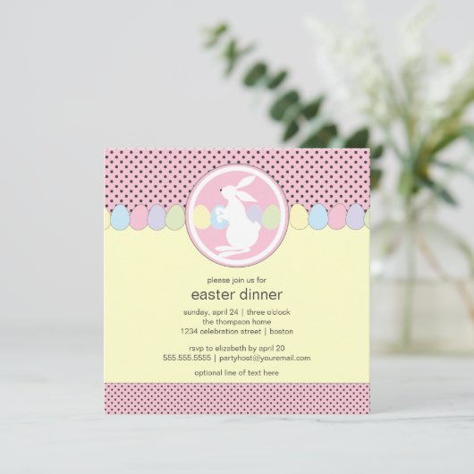 Osterhasen-Abendessen oder Brunch Einladung (Stehend Vorderseite)