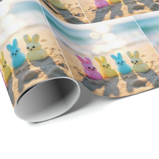Osterhasen am Strand Geschenkpapier (Rolleneckpunkt)