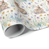 Osterhasen-Aquarell-Blumen-Frühling Geschenkpapier (Rolleneckpunkt)