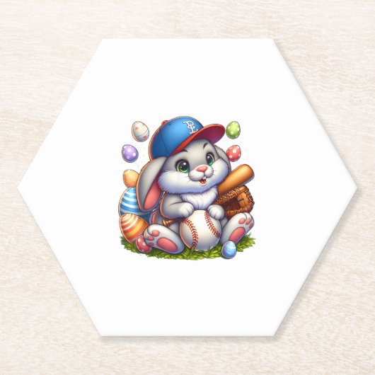 Osterhasen Baseball Rabbit Ostereier Baseball Untersetzer (Vorderseite)