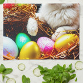 Osterhasen Basket & Eier Geschirrtuch (Gefaltet)