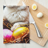 Osterhasen Basket & Eier Geschirrtuch (Viertel Falte)