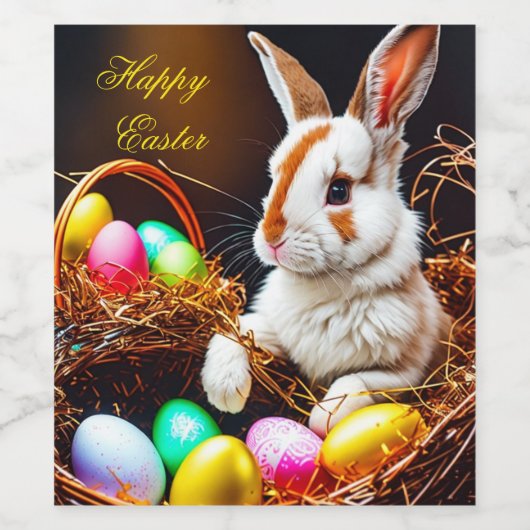 Osterhasen Basket & Eier Weinetikett (Einzelnes Label)