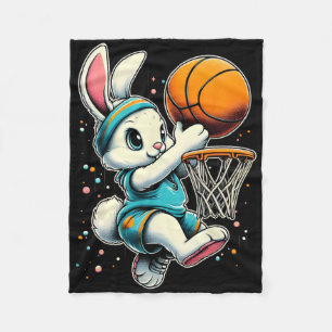 Osterhasen Basketball Lustiger Hase spielt Basketb Fleecedecke