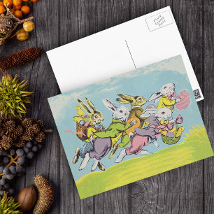 Osterhasen beim Laufen in Pastell Feiertagspostkarte