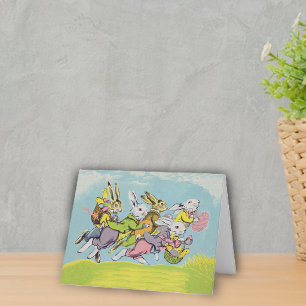 Osterhasen beim Laufen Pastell Feiertagskarte