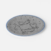 Osterhasen Blauer Graustein Frühling Moderne Pappteller (Schrägansicht)