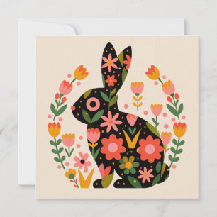 Osterhasen-Blumenmotiv Feiertagskarte