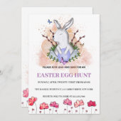 Osterhasen, Blumensträuße Ei Einladung (Vorne/Hinten)