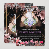 Osterhasen, Blumensträuße Ei Einladung (Vorne/Hinten)