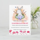 Osterhasen, Blumensträuße Ei Einladung (Stehend Vorderseite)