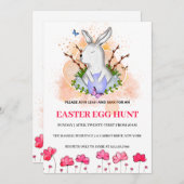 Osterhasen, Blumensträuße Ei Einladung (Vorne/Hinten)