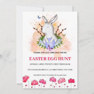 Osterhasen, Blumensträuße Ei Einladung