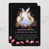 Osterhasen, Blumensträuße Ei Einladung (Vorne/Hinten)