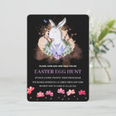 Osterhasen, Blumensträuße Ei Einladung (Stehend Vorderseite)