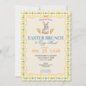 Osterhasen-Brunch-Eier-Such-Feier (gelb) Einladung (Vorderseite)