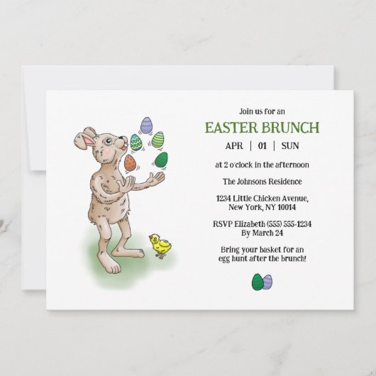 Osterhasen-Brunch Einladung (Vorderseite)