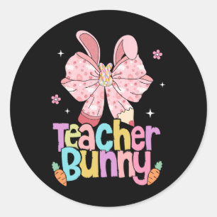 Osterhasen-Bunny-Bow-Bleistift-Ostertage-Aufersteh Runder Aufkleber
