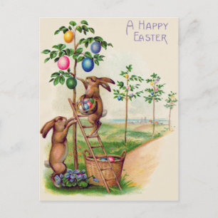 Osterhasen-Buntes-Eier-Baum Feiertagspostkarte
