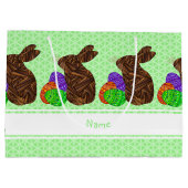 Osterhasen-buntes personalisiertes Z Brown Große Geschenktüte (Rückseite)