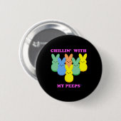 Osterhasen chillt mit meinen Hasen Candy-Gruppe Button (Vorne & Hinten)