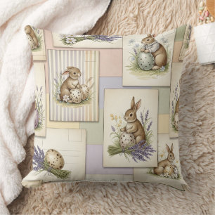 Osterhasen-Collage im Vintage-Stil Kissen