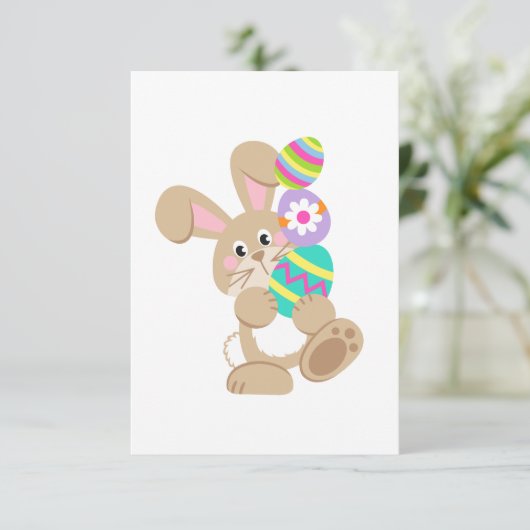 Osterhasen, die Eier tragen Design 3,5" x 5" Einladung (Stehend Vorderseite)