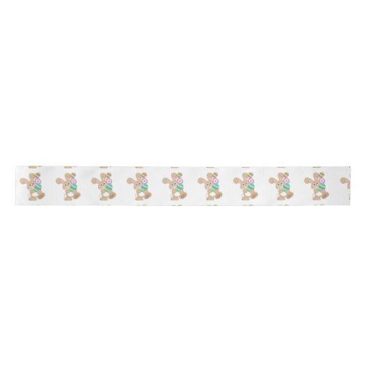 Osterhasen, die Eier tragen Design Satin Ribbon Satinband (Vorderseite)