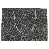 Osterhasen-Doodle-Muster auf Schultafel-Wrap Große Geschenktüte (Rückseite)