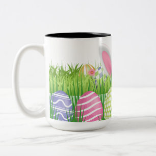 Osterhasen-Eggen-Jagd Zweifarbige Tasse