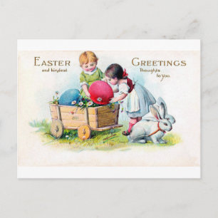 Osterhasen-Ei für Kinder im Vintage-Stil Postkarte