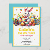 Osterhasen & Eier 1. Geburtstag Party Einladung (Vorne/Hinten)
