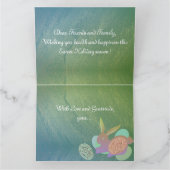 Osterhasen-Eier auf blau-grün Karte (Innenseite)