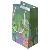 Osterhasen-Eier auf blau-grün Kleine Geschenktüte (Rückseite Schrägansicht)