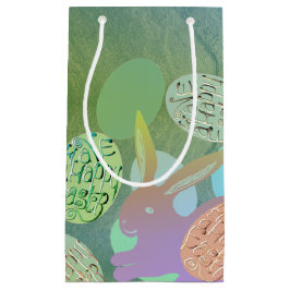 Osterhasen-Eier auf blau-grün Kleine Geschenktüte