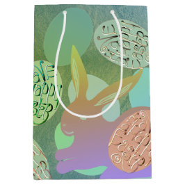 Osterhasen-Eier auf blau-grün Mittlere Geschenktüte