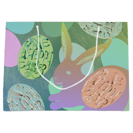 Osterhasen-Eier auf Blue Green Large Gift Bag Große Geschenktüte