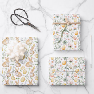 Osterhasen-Eier-Blumen  Geschenkpapier Set